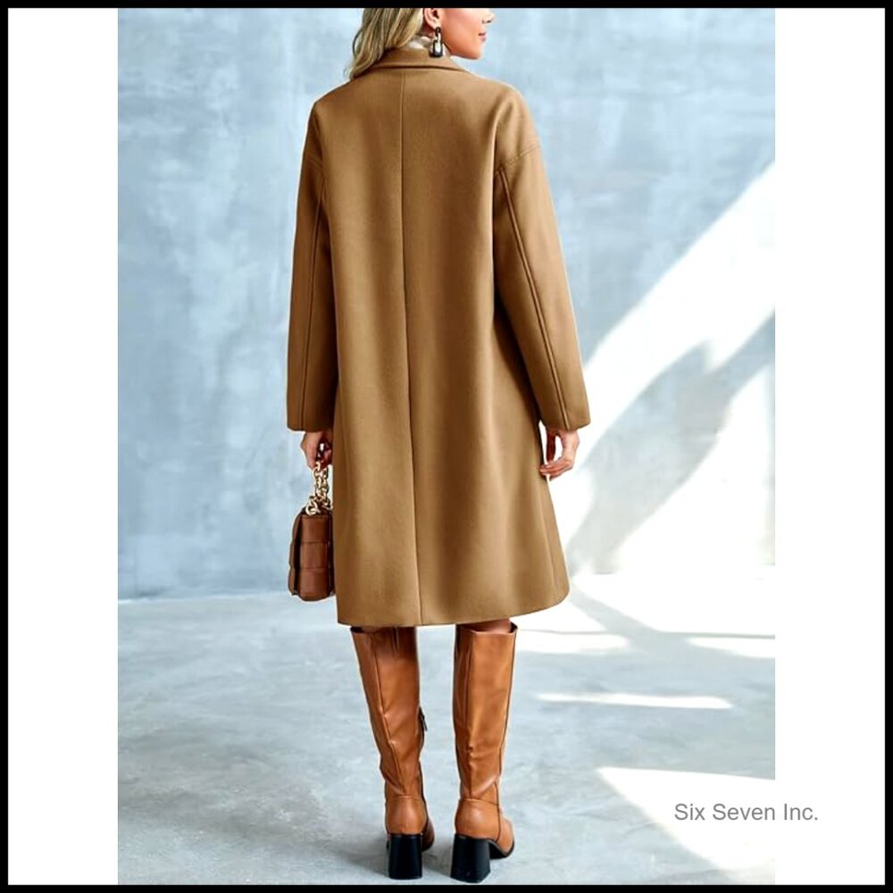 Polyester Pea Coat Double-Breasted Winter Outerwe… - image 3